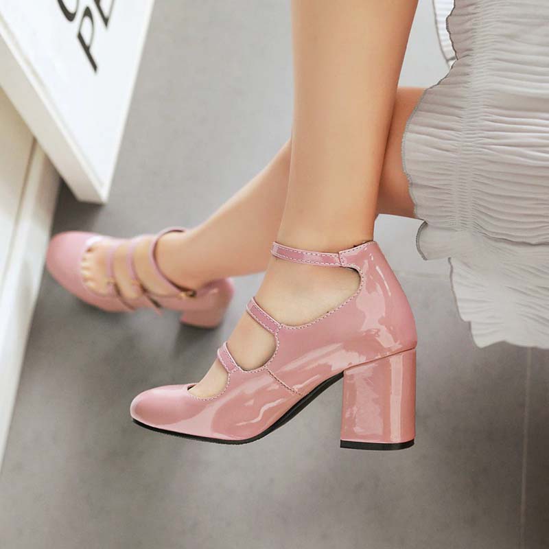 Chaussures Années 50 T-Strap Rose