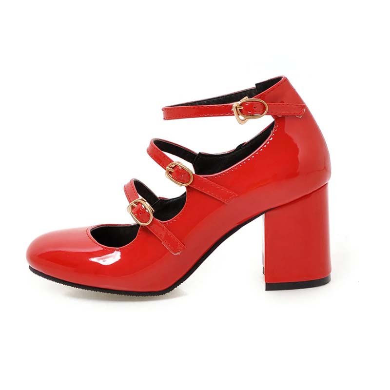 Chaussures Années 50 T-Strap Rouge