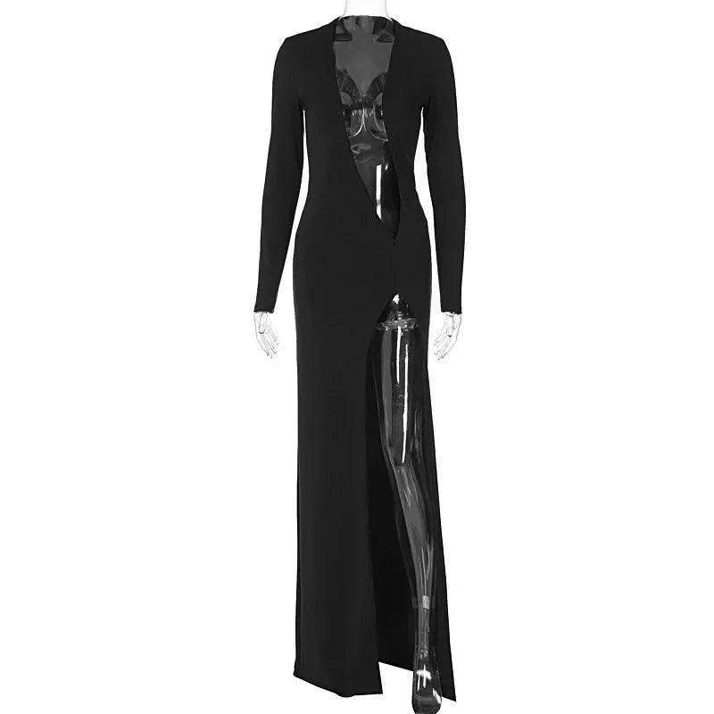 Robe Claudia Deep V-neck Slit