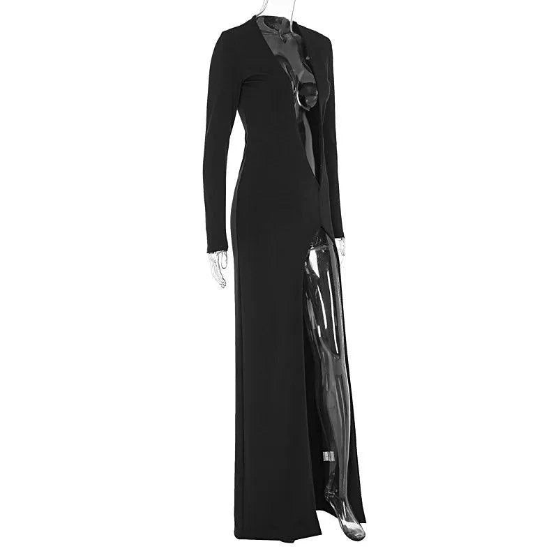 Robe Claudia Deep V-neck Slit