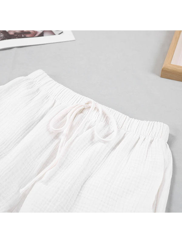 Ensemble Pyjama Short Blanc Pour Femme "Douceur de Brume" - Robitta