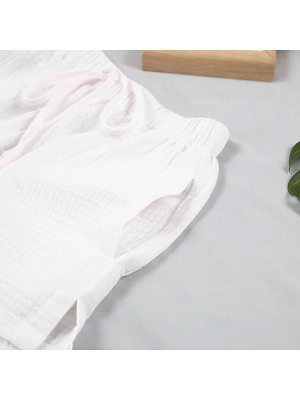 Ensemble Pyjama Short Blanc Pour Femme "Douceur de Brume" - Robitta