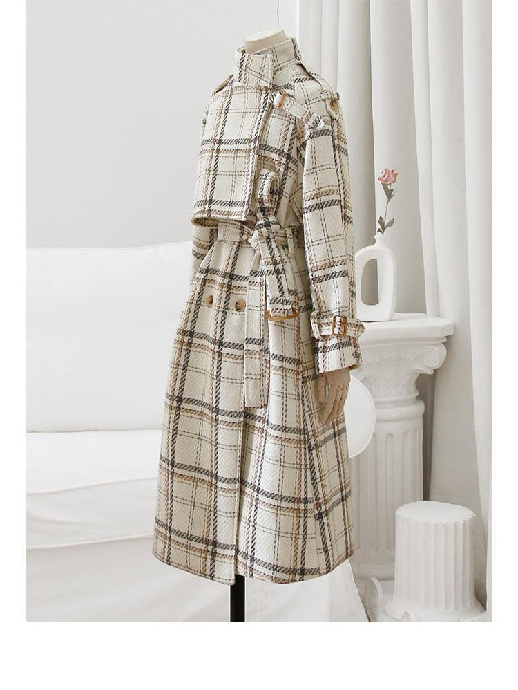 Jackie Plaid Trench Coat