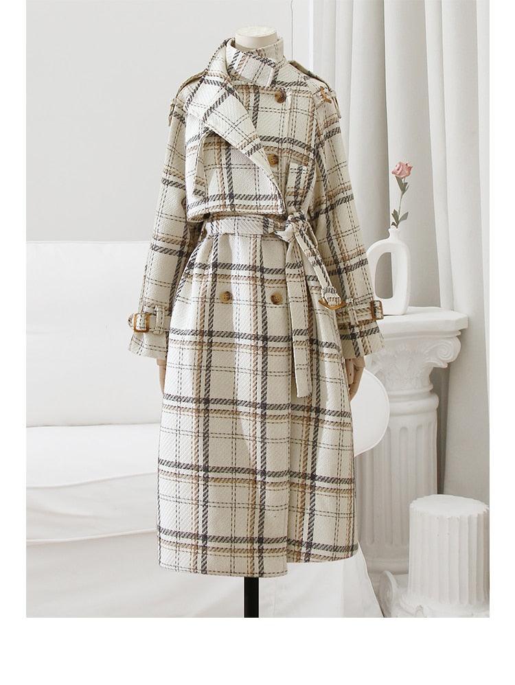 Jackie Plaid Trench Coat