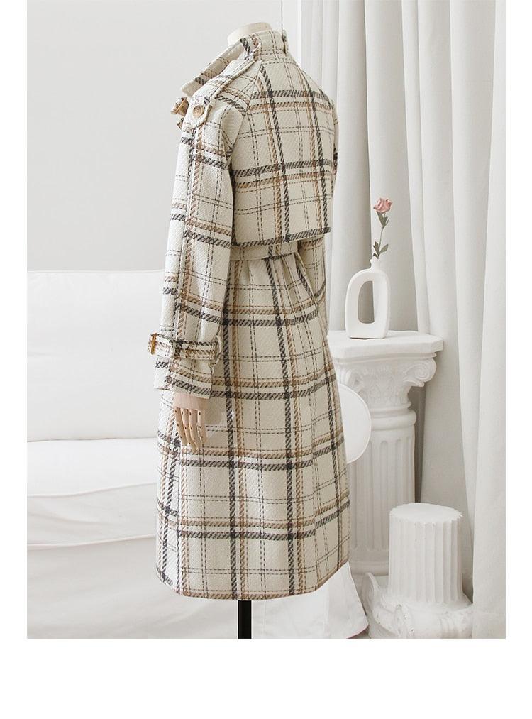 Jackie Plaid Trench Coat