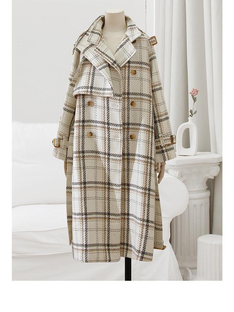 Jackie Plaid Trench Coat