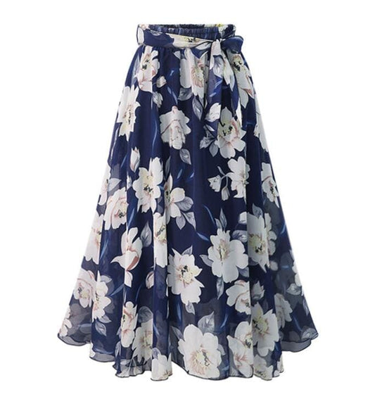 Jupe Année 50 Bleue Légère à Fleurs - Robitta