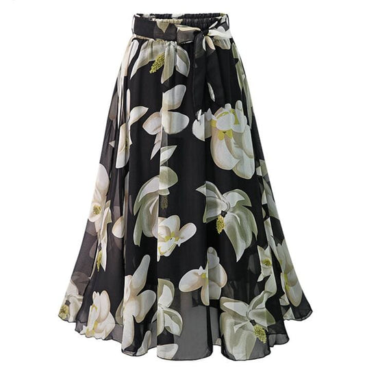 Jupe Année 50 Noire Légère à Fleurs - Robitta