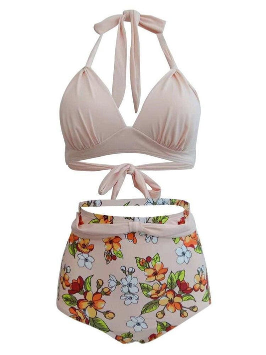 Maillot de Bain Floral Col Licou