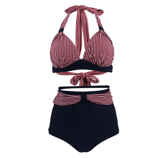 Maillot de Bain Rouge et Blanc Rayé Retro - Robitta