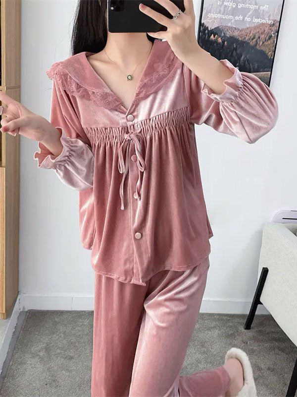 Pyjama En Velours Rose Pour Femme "Caresse d'Étoile" - Robitta