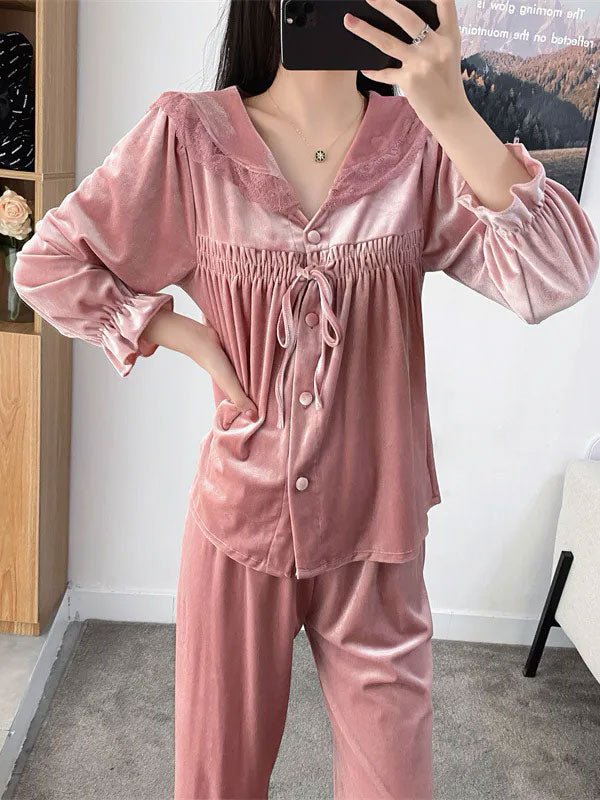 Pyjama En Velours Rose Pour Femme "Caresse d'Étoile" - Robitta