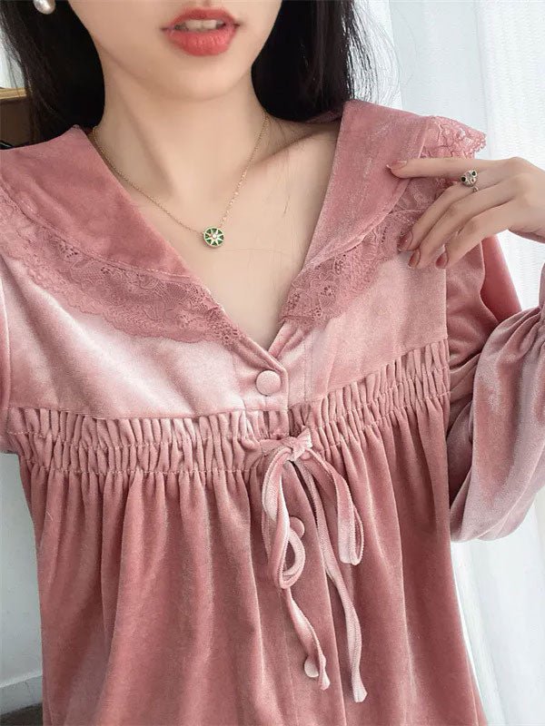 Pyjama En Velours Rose Pour Femme "Caresse d'Étoile" - Robitta
