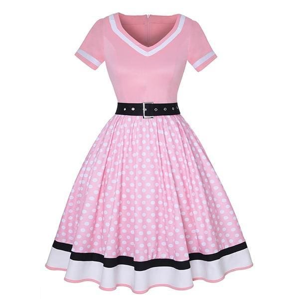 Robe Rose à Pois Années 50