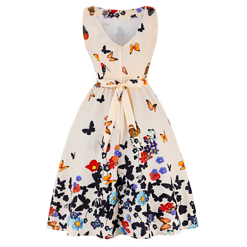 Robe Année 50 Blanche Papillons