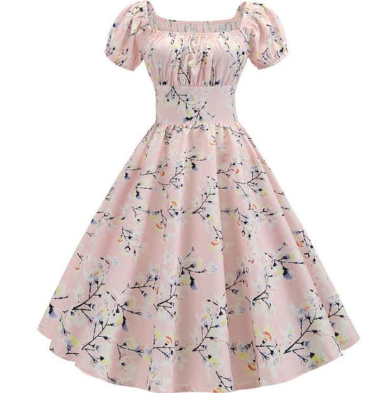 Robe Année 50 Cerisier Rose