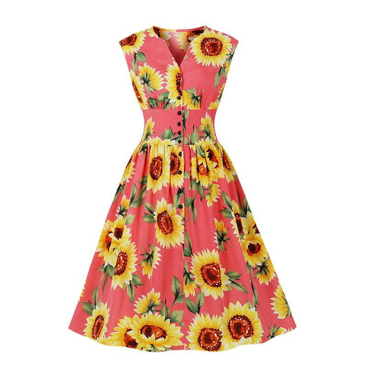 Robe Année 50 Champ de Tournesols - Robitta