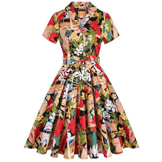 Robe Année 50 Créole À Fleurs