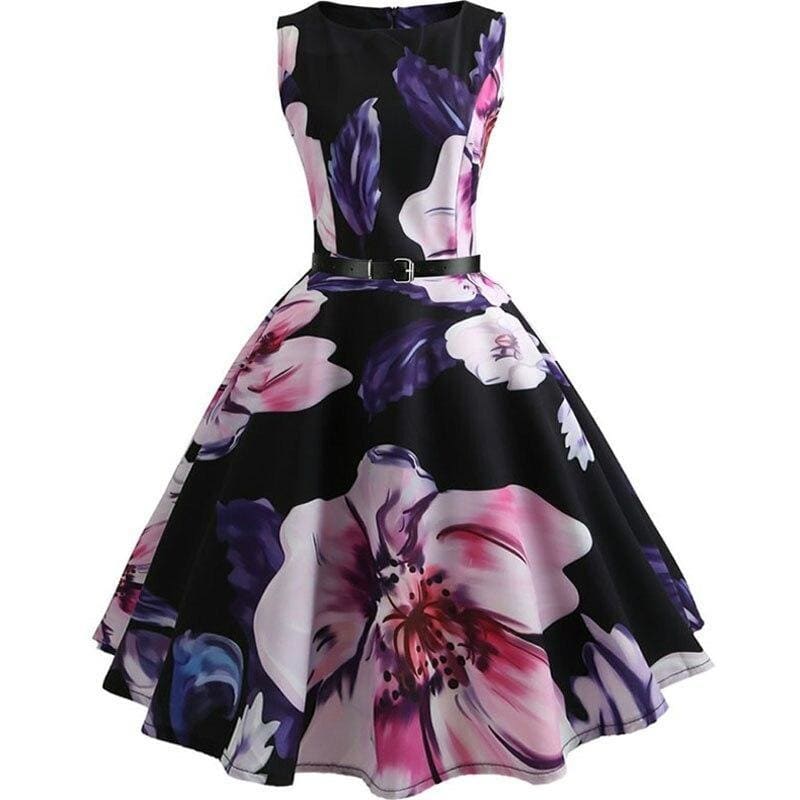 Robe Année 50 Grandes Fleurs - Robitta