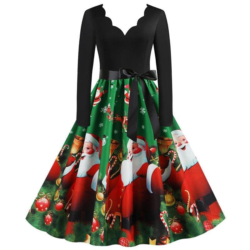 Robe Année 50 Père Noël Vert