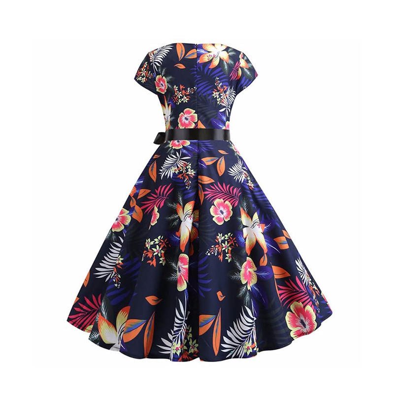 Robe Année 50 Plume Multicolore - Robitta