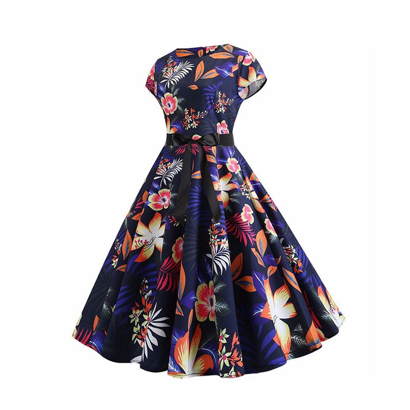 Robe Année 50 Plume Multicolore