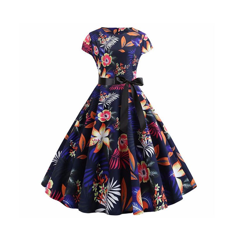 Robe Année 50 Plume Multicolore - Robitta