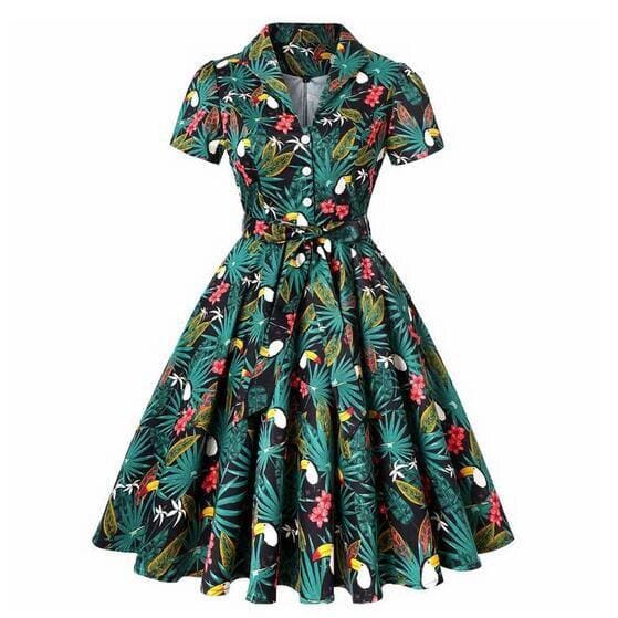 Robe Année 50 Tropicale - Robitta