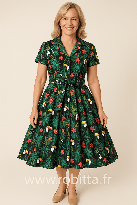 Robe Année 50 Tropicale - Robitta