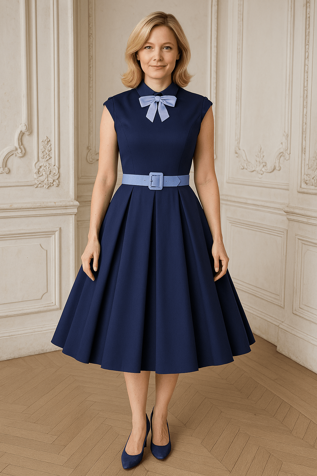 Robe Années 50 Bleu Marine - Robitta