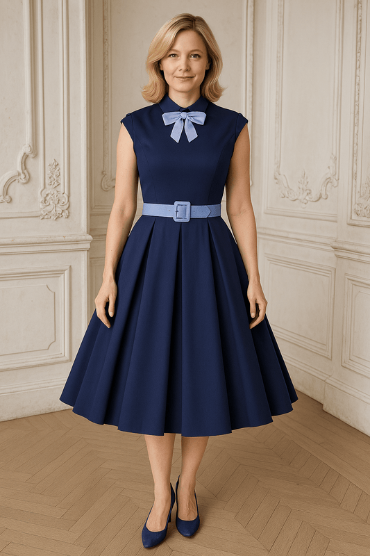 Robe Années 50 Bleu Marine - Robitta