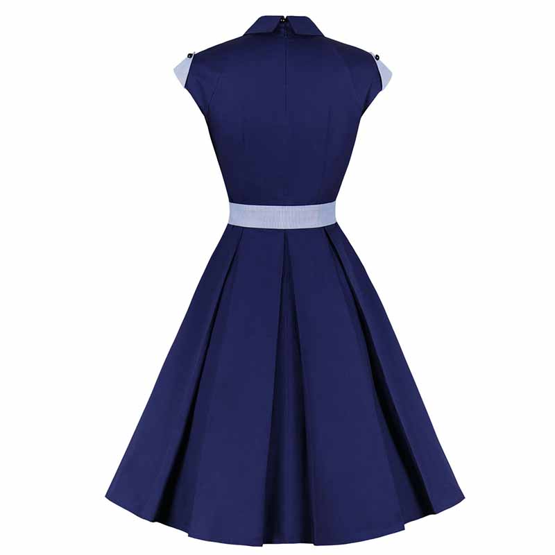 Robe Années 50 Bleu Marine - Robitta