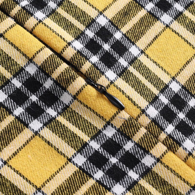 Robe Années 50 Jaune et Noir à Carreaux - Robitta