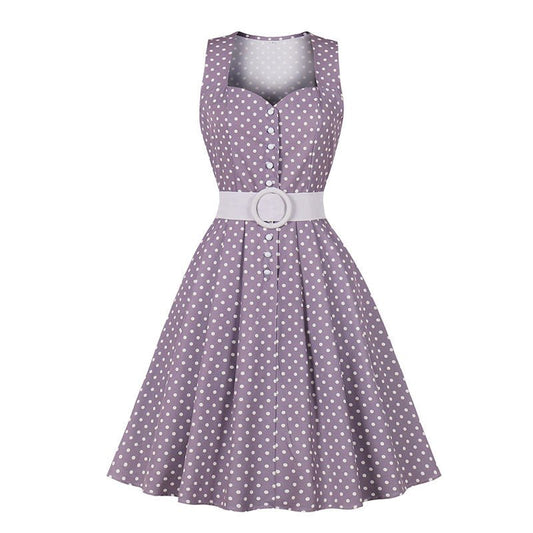 Robe Ceinturée à Pois Années 50 - Robitta