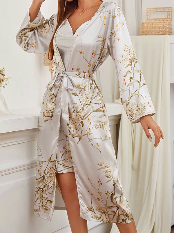 Robe de Chambre Longue Pour Femme 2 Pièces "Cocon de Satin" - Robitta