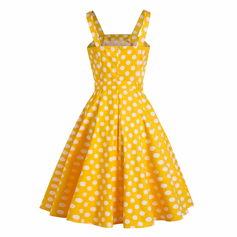 Robe Jaune à Pois Style Pin Up