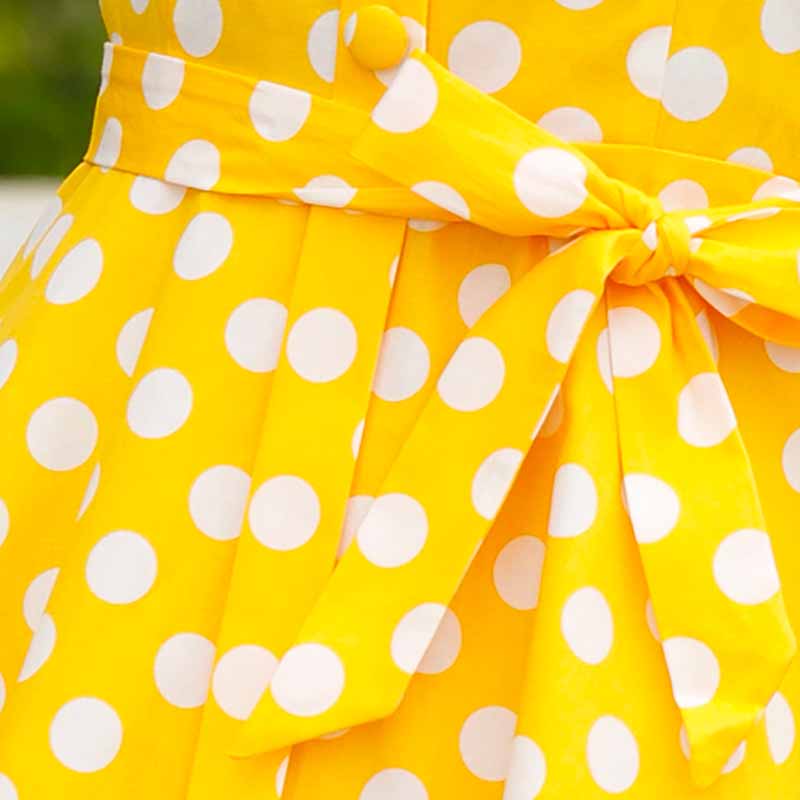 Robe Jaune à Pois Style Pin Up