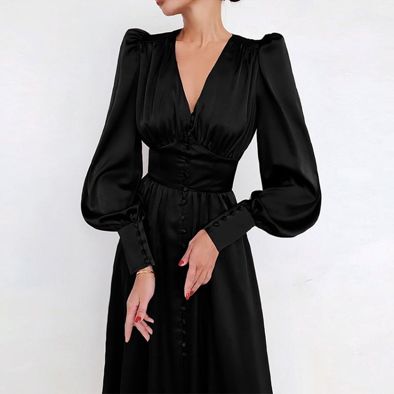 Robe Longue à Bouton Années 50