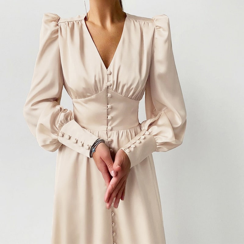 Robe Longue à Bouton Années 50