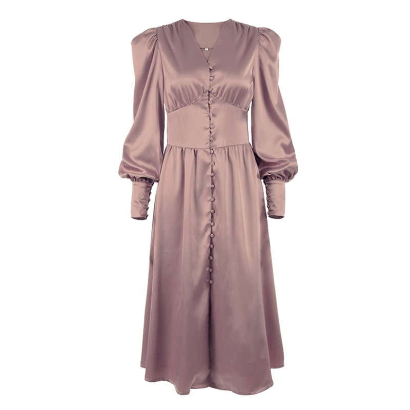 Robe Longue à Bouton Années 50