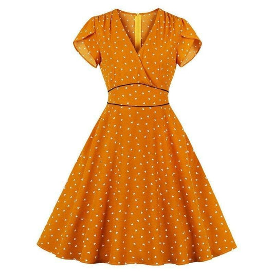 Robe Orange à Pois Année 50