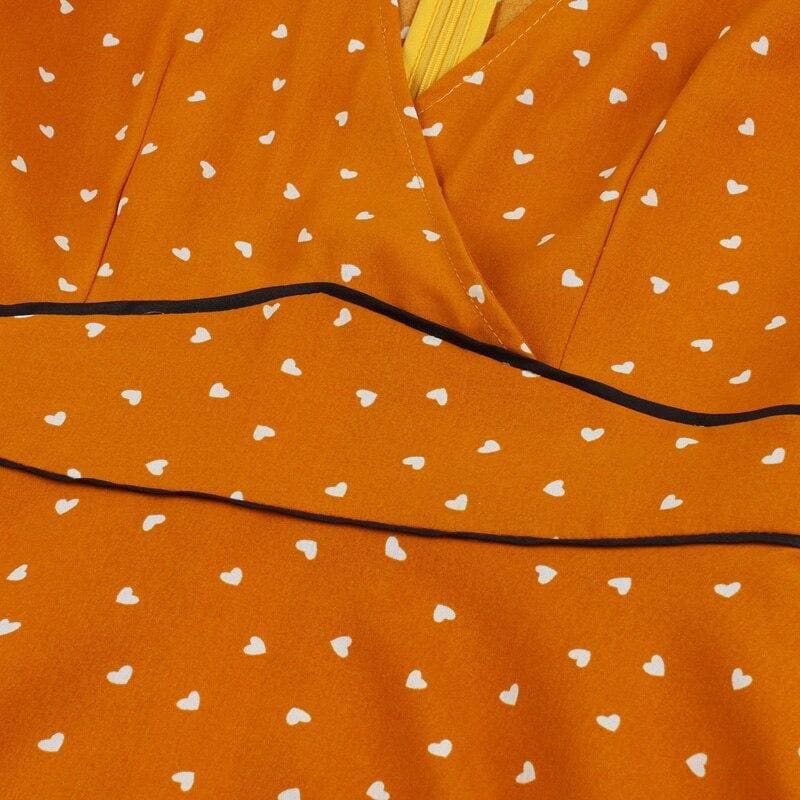 Robe Orange à Pois Année 50