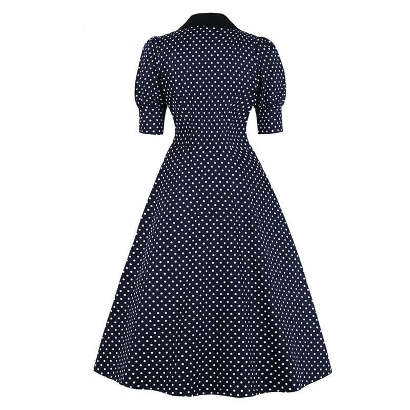 Robe Pin Up Bleu Foncée à Pois