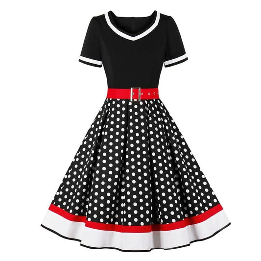 Robe Pin Up Rétro Noir à Pois