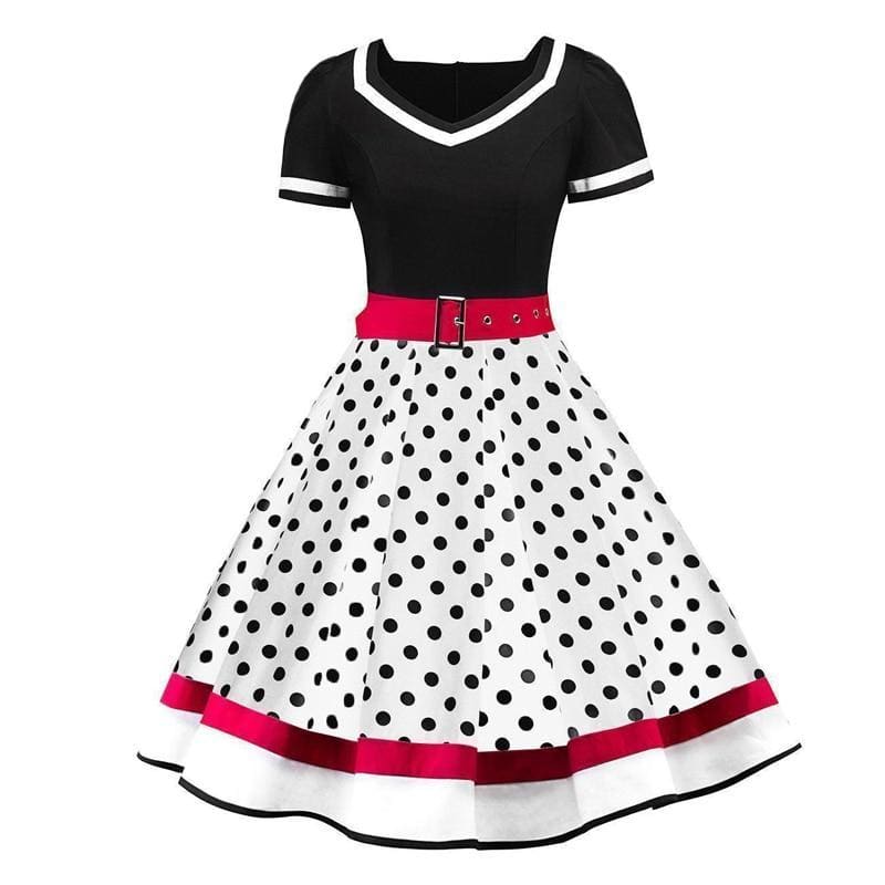 Robe Pin Up Rétro Noir à Pois