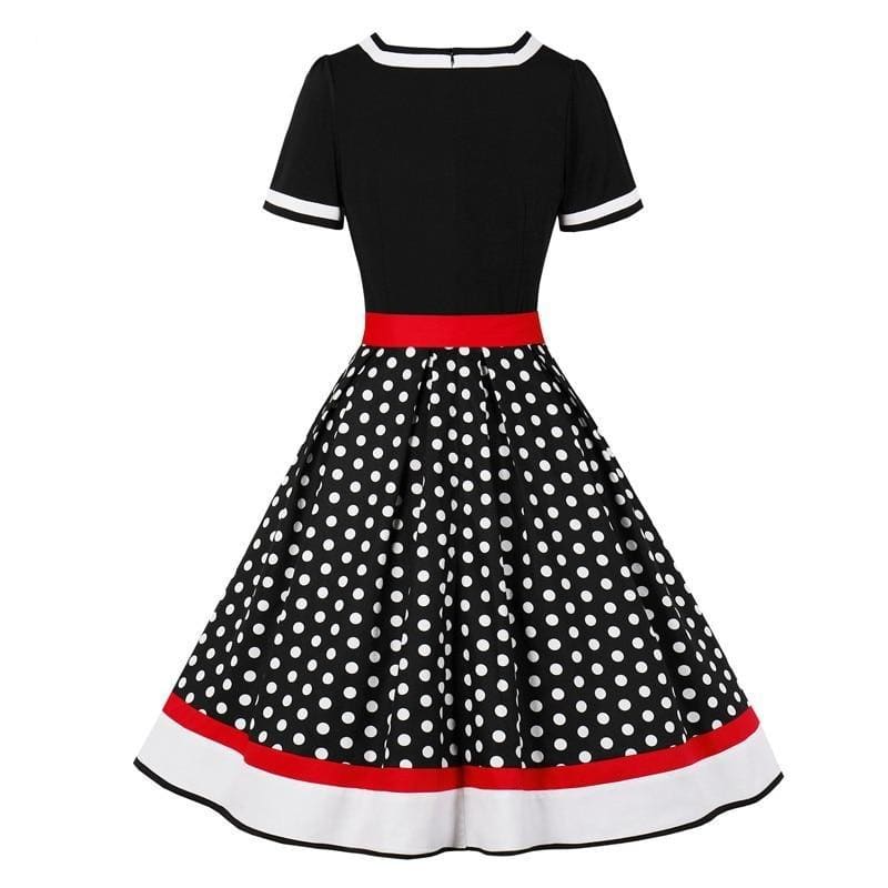 Robe Pin Up Rétro Noir à Pois