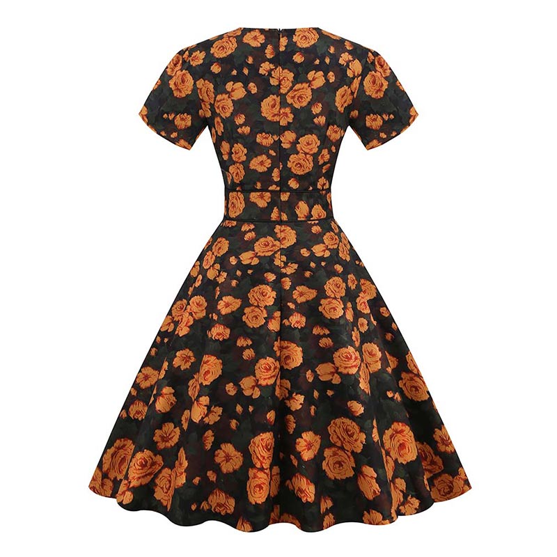 Robe Pin Up Orange et Noir