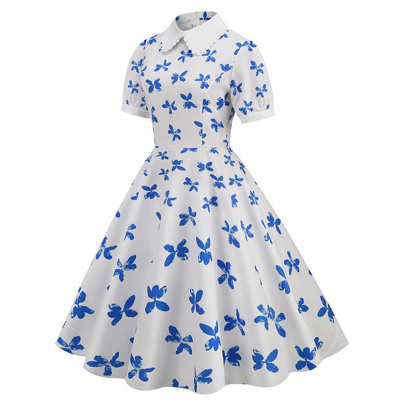 Robe Années 50 Papillon Bleu