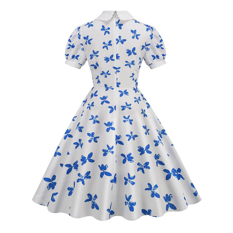 Robe Années 50 Papillon Bleu