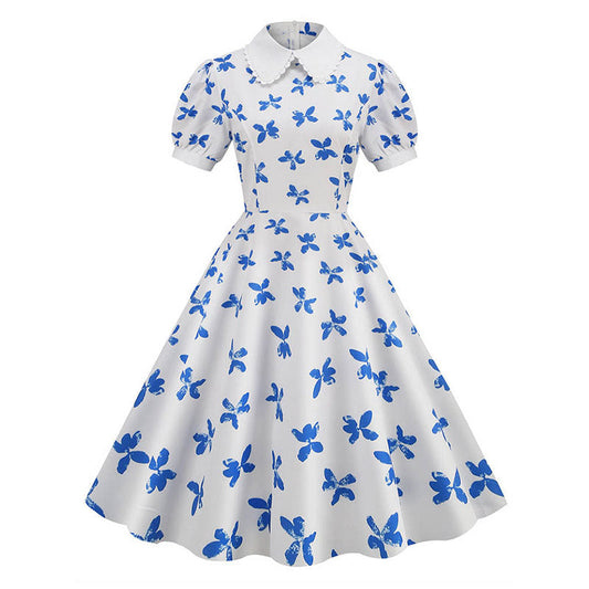 Robe Années 50 Papillon Bleu